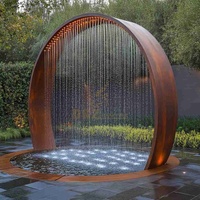 Grande Fontaine d'Eau Moderne en Acier Corten pour Extérieur, Sculpture de Fontaine d'Eau Arquée, Sculpture de Fontaine d'Eau Personnalisée