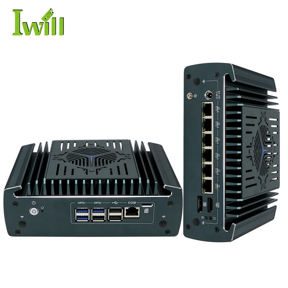 جهاز كمبيوتر صغير Linux i7 GE LAN 12V مع إعادة ضبط 4g 5g Sim Card pc