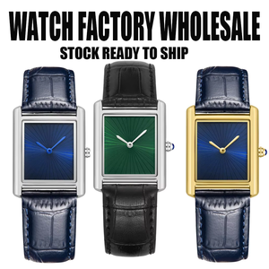 Wholesale French Square Shaped Niche Blue <b>Watch</b> for Men , Simple and Luxurious Leather band Man Quartz <b>Watch</b> - Product Image 1