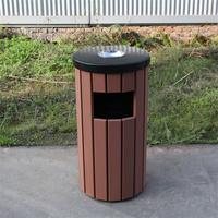Poubelle extérieure commerciale en bois pour la ville, mobilier urbain, poubelle ronde pour parc, bac à déchets pour centre commercial