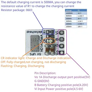 Fuente de Alimentación UPS 5V 1A 3.7V 4.2V Módulo de Carga y Descarga de Batería de Iones de Litio para Placa MEGA2560 ESP32 <span class=keywords><strong>STM32</strong></span> <span class=keywords><strong>FPGA</strong></span>/CPLD - Product Image 6