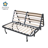 Canapé-lit pliable multifonctionnel de style moderne pour salon, gain de place, cadre en métal, lattes en bois, taille simple, montage facile