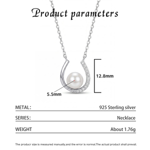 S925 Silver 18K Gold Plated Freshwater Pearl Necklace <b>U</b>-Shape Horseshoe Pendant Jewelry Gift for Women - Product Image 6