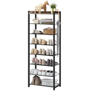 Wholesale Industrial 3/4/5/6/7/8/9/10 Tier Layers Slim Metal Shoe Rack Organizer Space Saving Shoe Rack Shelves For Entryway