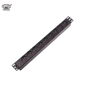 Pdu <span class=keywords><strong>Socket</strong></span> Frankrijk Type 16A 250V 9 Way Ports Basic Stroomverdeeleenheid Vlamvertragende Rate 94V-0 Grade - Product Image 3
