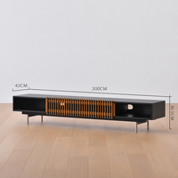 Mueble de TV de Madera Ecológico de Estilo Moderno de Mediados de Siglo con 4 Gabinetes de Almacenamiento, Diseño Ajustable para Sala de Estar, Dormitorio, Hotel y Comedor