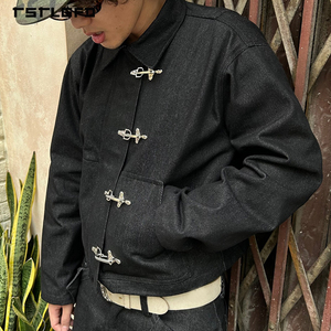 Set Jaket dan Celana Jeans Baggy Raw Denim Mewah Berkualitas Tinggi dengan Logo Custom, Gaya Streetwear, Motif Pemadam Kebakaran, dan Gesper Pengaman - Product Image 3