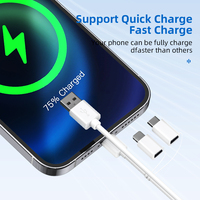 Câble certifié MFI, multifonctionnel, cadeau, 1,2 m, 3 en 1, TPE PVC, câble de charge USB pour téléphone/Type-C/Android