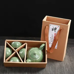 Guangdong supplier cheap price green handmade kungfu tea set ceramic tea cup gift set