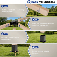 Kit de pergola avec supports à 4 voies et base de poteau pour cabane en bois extérieure, pour bois de 4x4 po (taille réelle 3,5x3,5 po), fabriqué en Chine