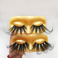 Faux cils 3d en vison, longues, spectaculaires 70mm, en forme de visage, avec plateau doré, vente en gros