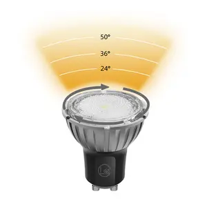 Aluminio 7W Atenuador cálido Triac Regulable Zoomable 24 36 50 Grados cri98 g5.3 GU10 bombilla led foco GU10 MR16 foco