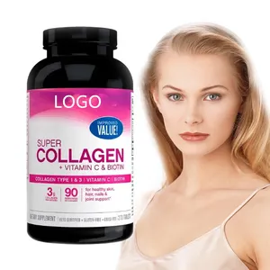 Biểu tượng tùy chỉnh thủy phân collagen peptide với axit hyaluronic + Vitamin C không biến đổi gen xác minh & Gluten miễn phí
