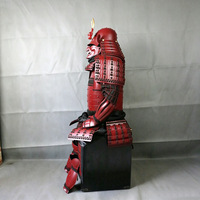Casque de samouraï japonais style Oni en corne de bœuf, armure Akazonae de la période Sengoku, en métal, pour enfants, décoration sur pied pour films et télévision