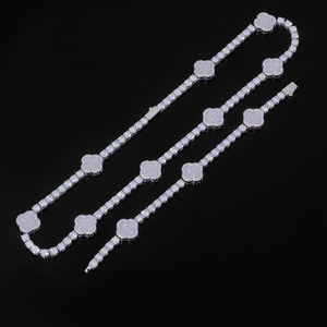 <span class=keywords><strong>Collier</strong></span> <span class=keywords><strong>trèfle</strong></span> à quatre <span class=keywords><strong>feuilles</strong></span> serti de diamants NUOYA, <span class=keywords><strong>argent</strong></span> sterling 925, chaîne tennis en moissanite VVS, bijoux hip-hop pour femmes, passe le test du diamant - Product Image 6