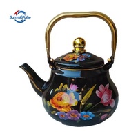Casserole de luxe vintage en métal émaillé épaissi, style européen, avec couvercle et poignée, portable, compatible induction, écologique