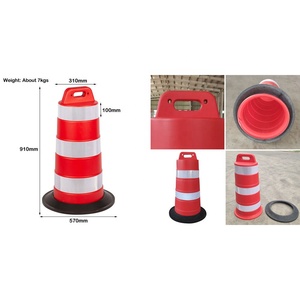 Road <span class=keywords><strong>Crash</strong></span> Block Drump Ahorra espacio de almacenamiento Apilable Reflectante 100cm PE Barril de Seguridad de Tráfico Barrera de tambor de tráfico - Product Image 2