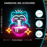 Signes flexibles au néon colorés avec acrylique Ramen nouilles chat caractère lumineux LED signalisation corps de lampe en Silicone pour la décoration d'affaires