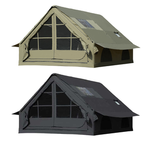 En stock, tente de camping <span class=keywords><strong>gonflable</strong></span> verte de 12 m² avec <span class=keywords><strong>auvent</strong></span>, pas de montage requis, équipement de camping extérieur complet - Product Image 1