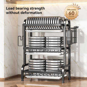 Égouttoir à vaisselle transfrontalier en acier inoxydable multifonctionnel pour comptoir de cuisine, grande taille pour le rangement des assiettes et des bols - Product Image 3