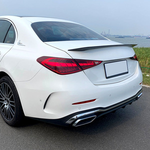 Mercedes-Benz C-Class W206 Rear Trunk Wing Spoiler Piano Black Arctic White Carbon Fiber Texture ABS 3m Tape Installation - Product Image 2