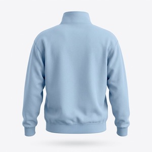 <b>Women's</b> <b>Quarter</b>-<b>Zip</b> <b>Sweatshirt</b> Solid Color Polyester Cotton Knitted Front Logo Autumn Wear Stand Collar Regular Sleeve - Product Image 2