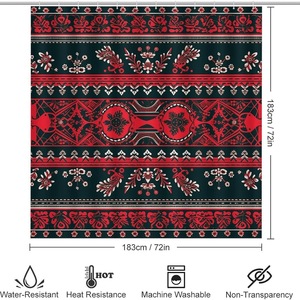 Red <b>Black</b> Tribal Polyester Shower Curtain Bathroom Curtain Digital Print Custom Print Waterproof for Home Shower Bulk Wholesale - Product Image 2