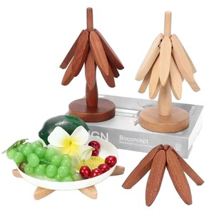 Beech Wood Tree Shape Pot Mat Heat Insulating <b>Placemat</b> <b>For</b> Kitchen <b>Table</b> Use - Product Image 5