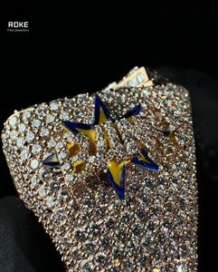 Anillo de Hip Hop Personalizado con Diamantes de Laboratorio VVS Icy Mosaic, Oro Rosa de 9K-18K, Anillo con Letra de Campeonato, Pasa el Test de Diamantes - Product Image 6