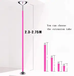 Pole Dance Silicone Pink 40MM Removable Spinning Static Stripper Dancing Pole Height Adjust 2235 To 2745mm Dance Pole