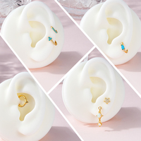 Boucles d'oreilles cerceau cercle plaqué or en argent à la mode pour les femmes Helix Tragus Cartilage boucle d'oreille bijoux boucles d'oreilles en pierre Turquoise