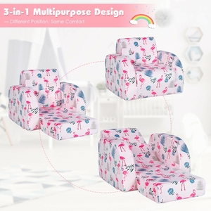 Tender <b>Playful</b> OEM/ODM Factory High Quality Foam Kids Couch Soft 2-in-1 Convertible Toddler Couch Foldable Kids <b>Sofa</b> Lounger - Product Image 3