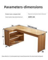 Bureau d'angle en L avec étagère intégrée et tiroir, en bois extra épais, idéal pour ordinateur, maison, étudiant, chambre, bureau
