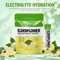 Mélange d'électrolytes aromatisé à la bière de fleur de sureau OEM AegleWell, 30 sachets portables, poudre de boisson sans alcool pour l'hydratation pendant l'entraînement et les activités de plein air