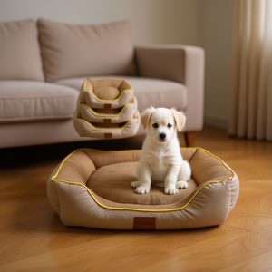 Set Cuccia per Cani Tre Pezzi Beige in Tessuto Tecnologico e Flanella per Letti per Animali Domestici - Product Image 3