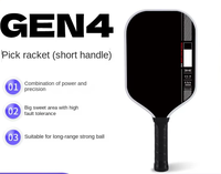 Raquette de pickleball en fibre de carbone T700 à tête large et manche court, avec noyau interne pressé à chaud pour GEN4