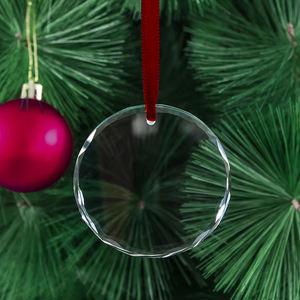 Atado 1st Santa Comunión personalizada Regalo de cristal Corazón Memorial Adornos de Navidad de cristal redondo - Product Image 1