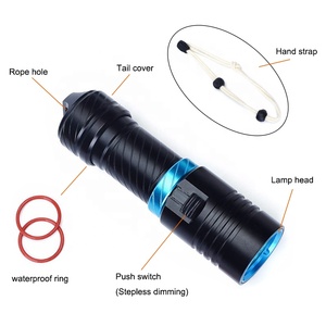 Mini LED lặn ánh Sáng Ngọn đuốc 1000lm XM-L2 spearfishing dưới nước vô cấp mờ 18650 26650 sạc lặn đèn pin - Product Image 4
