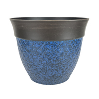 Pot de fleurs bicolore en PP, corps rouge moucheté, bord bronze foncé brossé, trou de drainage, léger et durable pour la maison et le jardin