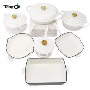 Juegos de utensilios de cocina de hierro fundido de gran tamaño con bajo MOQ, ollas holandesas y <span class=keywords><strong>sartenes</strong></span> populares <span class=keywords><strong>entre</strong></span> mayoristas mundiales - Product Image 1