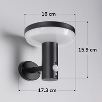 Lampes murales d'extérieur LED modernes en acier inoxydable noir, étanches, avec détecteur de mouvement, alimentées par batterie solaire