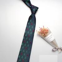 Cravate en polyester jacquard à motif sapin de Noël, accessoire de fête pour homme, vente en gros