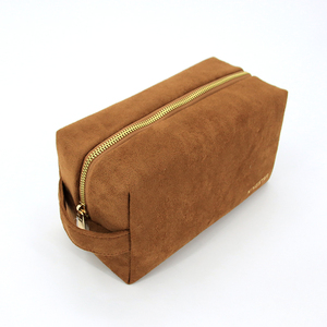 Pochette cosmétique en daim personnalisée, couleur <span class=keywords><strong>camel</strong></span> doux, trousse de maquillage de luxe, organiseur de toilette de voyage en daim - Product Image 2