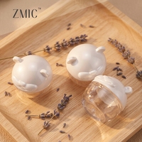Contenant personnalisé transparent pour baume à lèvres, pot à crème mignon avec oreilles d'animaux, étui rond en plastique pour poudre libre, contenant vide pour soins de la peau pour enfants
