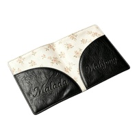 Sac de rangement pliable pour cartes de mahjong standard en cuir PU avec doublure à imprimé floral personnalisé, logo en relief et règles de mahjong