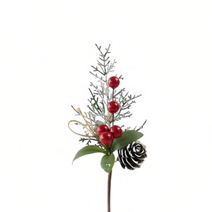 レッドベリーパインニーニードルステム人工クリスマスベリーの装飾品クリスマスガーランド花輪装飾品