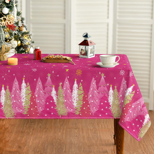 <span class=keywords><strong>Tovaglia</strong></span> Natalizia Semplice in Poliestere Rettangolare con Alberi di Natale Rossi e Neri, Lavabile, <span class=keywords><strong>per</strong></span> Feste, Picnic e Cene - Product Image 6