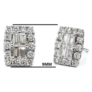 Nouveauté - Boucles d'oreilles clous en or blanc 18 carats avec pierres naturelles baguette plaquées or, mignonnes, pour mariage, femmes - Product Image 2