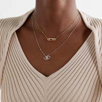 Gemnel Usine en gros or vermeil mauvais oeil CZ diamant lunette lustre collier pour les femmes