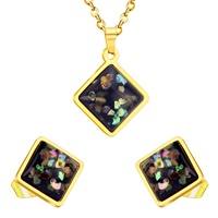 Parures de bijoux en acier inoxydable noir pour femmes, boucles d'oreilles et colliers en or de Dubaï